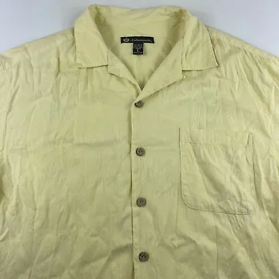 Duke Kahanamoku Men's Hawaiian Shirt Button Up Rayon Bamboo Yellow Floral Leaf L • $29.95