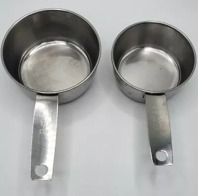 (2) Vintage Replacement Foley Measuring Cups Stainless 1/2 Cup 1/3 Cup • $7.60