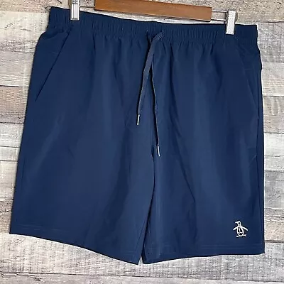 Original Penguin Performance Shorts Mens Medium Navy Pockets Elastic Waist 8  • $13.60