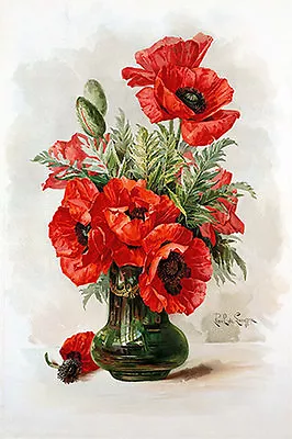 Red Poppies By Paul De Longpre (Art Print Of Vintage Art) • $16.99