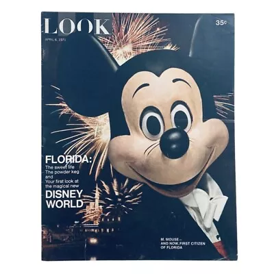VTG Look Magazine April 6 1971 Newsstand Mickey Mouse Disneyland No Label • $135