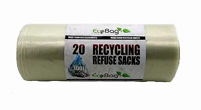 £7.30 • Buy 20 X Eco Bag Strong Clear Recycling Sacks 100L 88 Gauge Bin Refuse Rubbish Bags
