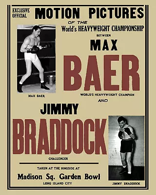 James Braddock Vs Max Baer - Wall Art Of Fight Poster - 8x10 Photo • $6.99