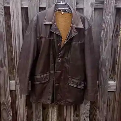 Vintage Mens 1950s Genuine Leather Bomber Jacket One Of A Kind Size 44 • $49.99