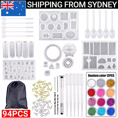 94pcs Jewelry Mould DIY Crystal Glue Making Pendant Resin Silicone Mold Kit AU • $18.45