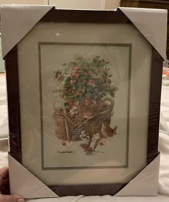 Marjolein Bastin Framed Print Wrens Holly Berries Basket Holiday Winter Hallmark • $45