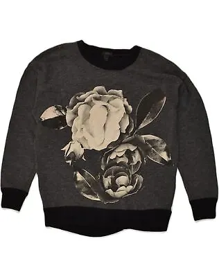 J. CREW Womens Loose Fit Graphic Sweatshirt Jumper UK 14 Medium Grey AE22 • $23.07
