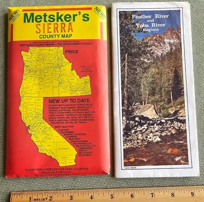 Vintage Sierra Feather And Yuba River California Maps Metsker -Date Unk AAA 1982 • $6.75