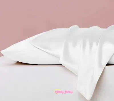 30 Momme Silk Pillowcase 100% Pure Mulberry Silk On Both Sides White Zip Cl. • £32.99
