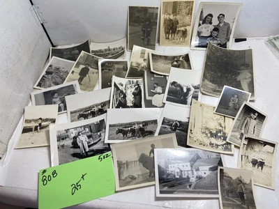 $19.99 • Buy 25+ Lot Vtg 1940's B&W Photos Snapshots Americana Cars Farm Christmas Kids