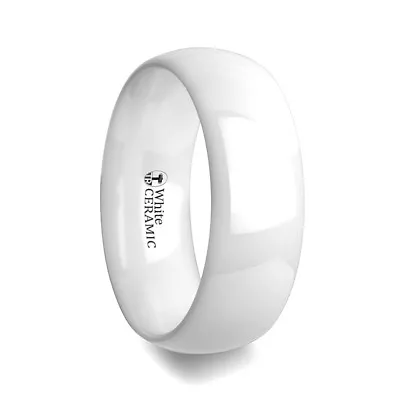 Ivory Domed Polish Finished White Ceramic Ring • $149.99