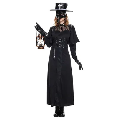 Women Plague Doctor Costume Halloween Steampunk Medieval Bird Beak Cosplay Suits • $36.99