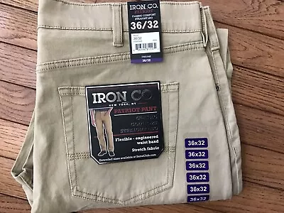 New Iron Co. Men 36x32 Tan Patriot Pant Classic Comfort Straight Leg Flexible • $21.95