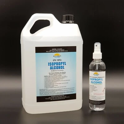 $34.99 • Buy 5L + FREE 250ml Sprayer, Isopropyl Alcohol, IPA 100%,Rubbing Alcohol, Sanitiser