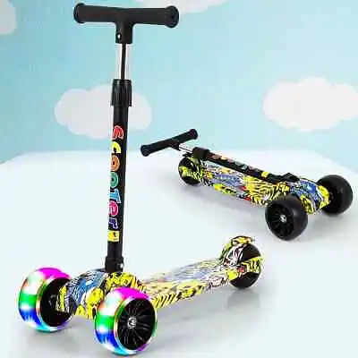 3 Wheels Kids Scooter Child Kick Push Scooter LED Flashing Tilt Lean Boys Girls • £19.99