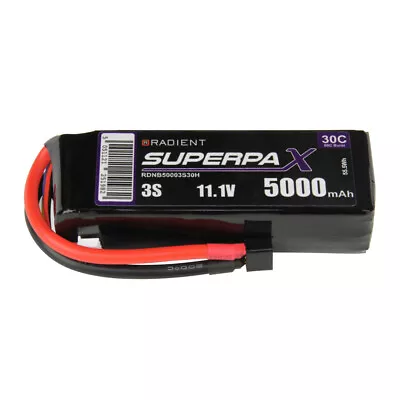 Radient 5000mAh 3S 11.1v 30C RC LiPo Battery W/ Deans (HCT) Connector Plug • £51.49