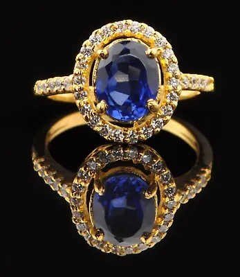 14KT Yellow Gold 1.90 Carat Natural Blue Tanzanite IGI Certified Diamond Ring • $359.10