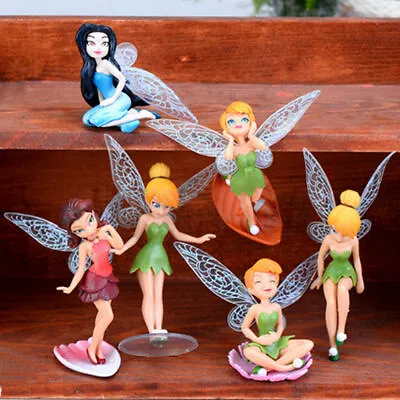 6Pcs Disney Tinker Bell Fairies Princess Figure Model Display Toy Cake Topper • £7.99