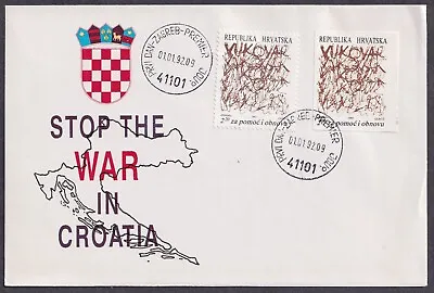 Croatia 1992-01-01 Vukovar FDC (perf + Imperf Stamp) • $3.50