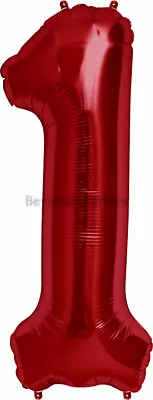 34  Large Red Number Balloons Happy Birthday Jumbo Foil Mylar Balloon • $5.99