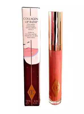 CHARLOTTE TILBURY Collagen Lip Bath Gloss ROSY GLOW Full Size 7.9ml NEW In BOX • £16.95