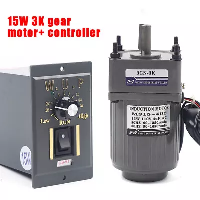 15W 110V AC Gear Motor Electric Single-phase Motor 450RPM Reduction Ratio 1:3 • $62.04