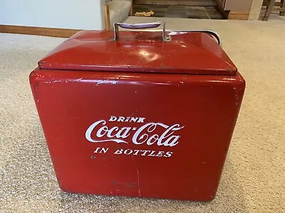 Vintage Coca-Cola Red Metal Cooler Manufactured By Progress Refrigerator Co • $195