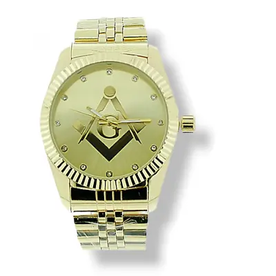 Masonic Watch - Freemason 44mm Watch - Masonic Compass Mason Watch - Gold • $28.45