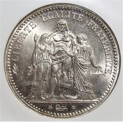 France: 1873-A Silver 5 Francs Gad-745a NGC MS-64. • $278.88