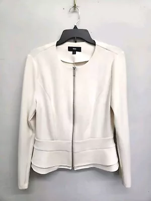 Mossimo Cream Full Zip Ponte Knit Peplum Jacket Blazer Size Large  • $19.91