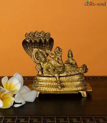 Lakshmi Narayan Idol Hindu Pooja God Brass Vishnu Statue Idol Religious Figurine • $85