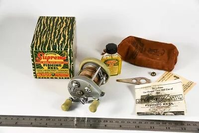 Vintage Pflueger Supreme 1573 Antique Casting Fishing Reel Box Oil Papers BH17 • $11.50