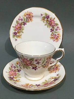 Colclough Bone China “ Wayside “ Tea Cup Saucer & Plate Trio • £6.95