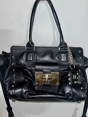 Joy Gryson Black Leather  Purse Satchel Crossbody Bag Handbag • $29.95