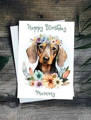 Handmade Card Personalised Birthday Card Dachshund Sausage Dog Mum Nan Aunt • £3.86