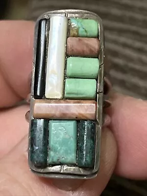 LARGE Vintage Old Pawn Sterling Silver Turquoise Ring Size 6 • $12.50