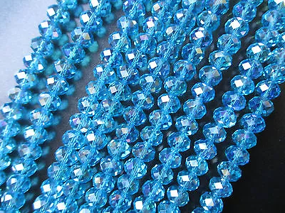 4mm 6mm 8mm 10mm AB Beads Beautiful Faceted Rondelle Glass Crystal In Strings • £2.99