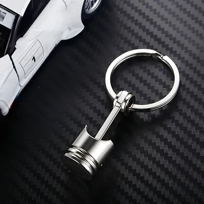 1Pc Silver Metal Piston Car Keychain Keyfob Engine Fob Key Chain Ring Keyring • $3.92