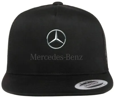$24.99 • Buy Mercedes Benz Car Auto Logo Emblem Printed On Hat Flat Bill Yupoong Trucker Cap