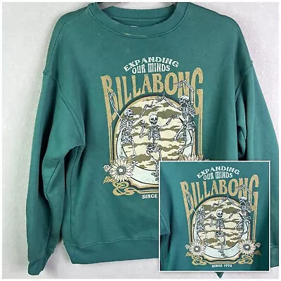 Billabong Sweatshirt Mens L Green  Camo Skeleton Graphic Pullover Sweater Skull • $28.79