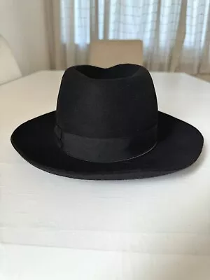 Borsalino Black Hat  1857 Alessandria Size 59 / 7/1/4 • £75