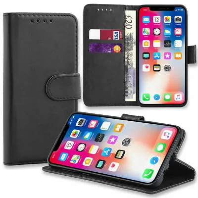 Case For IPhone 11 6 7 8 5 Plus XR XS Max Phone Real Genuine Leather Flip Wallet • £3.75