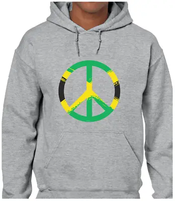 Peace Sign Jamaican Flag Hoody Hoodie Jamaica Rasta Reggae Music Weed Cool • £16.99