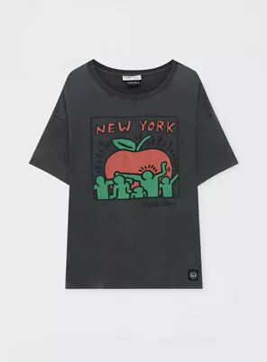 Pull & Bear Women’s Keith Haring Grey T-shirt Size S • £12.99