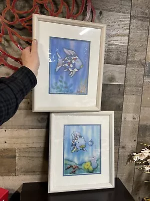 TWO (2) MATCHING The Rainbow Fish Wall Bedroom Decor Photos W/ Frame Y2K Vintage • $11.99