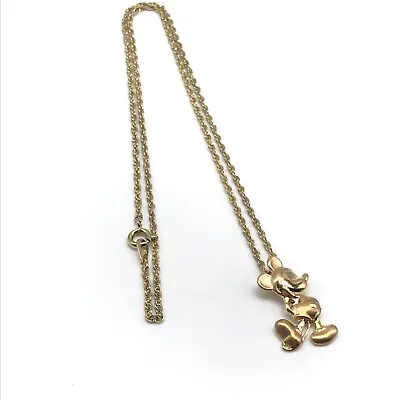Vintage Disney Mickey Mouse Pendant On Gold Tone Chain Necklace • $39.99