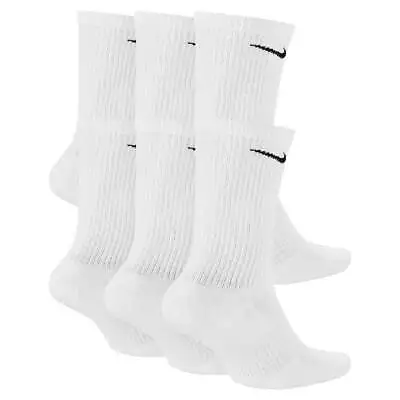 Nike - Everyday Plus Cushioned Crew Socks 6 Pack White • $45