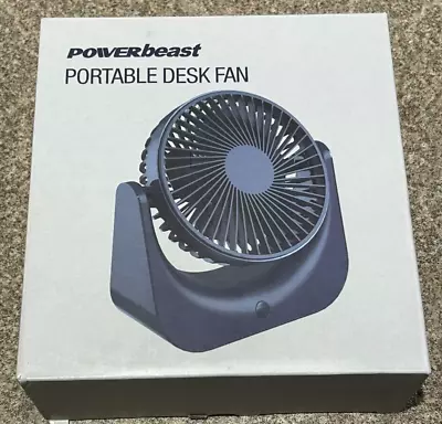 POWERbeast Portable Desk Fan 4000mAh USB Desk Fan Rechargeable Battery - AD911B • £9.47
