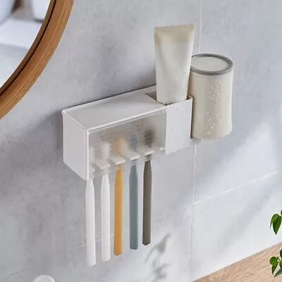 Wall Mounted Storage Rack Toothbrush Holder Bathroom Organizer Toothpaste Rack; • $15.33