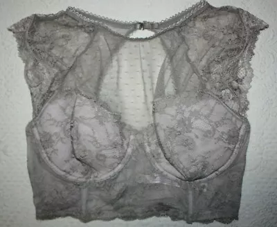 VICTORIAS SECRET DREAM ANGELS LINED DEMI LACE BRA 36C Taupe High Neck • $21.99